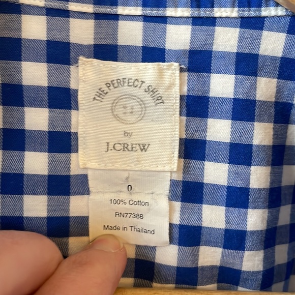 J. Crew Blue and White Gingham Perfect Shirt - Picture 5 of 5